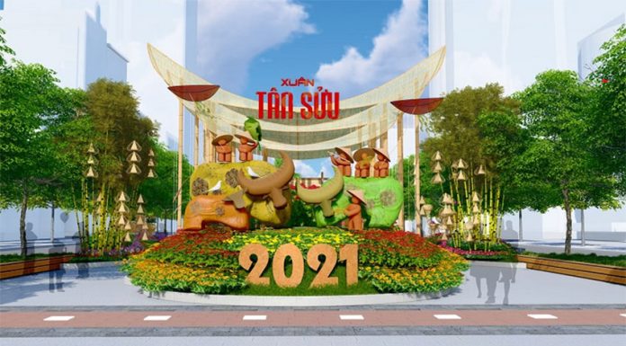 Khách tham quan Đường hoa Nguyễn Huệ Tết Tân Sửu tuân thủ biện pháp phòng dịch COVID-19
